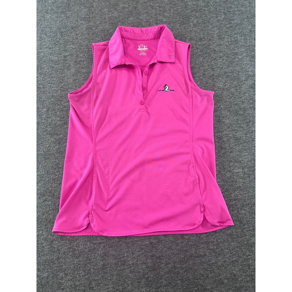 EP Pro Tour Tech Womens Pink Sleeveless Golf Polo Shirt Size Small Embroidered